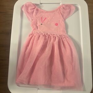 Toddler Pink Tulle Dress with Bunny Design